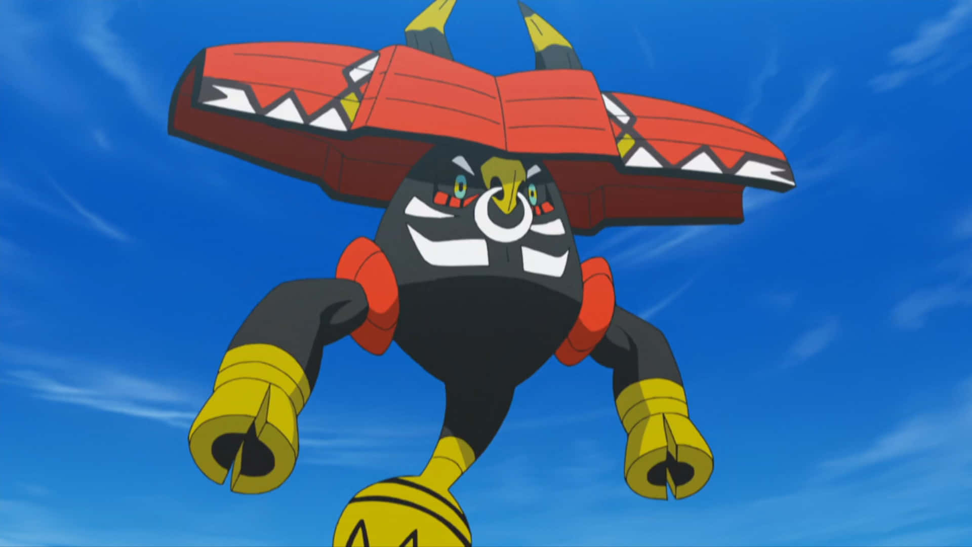 Tapu Bulu, blue sky, red black and yellow, Full HD Desktop Wallpaper