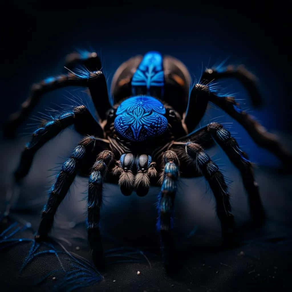 Tarantula, blue patterns, glowing, SD Desktop Wallpaper