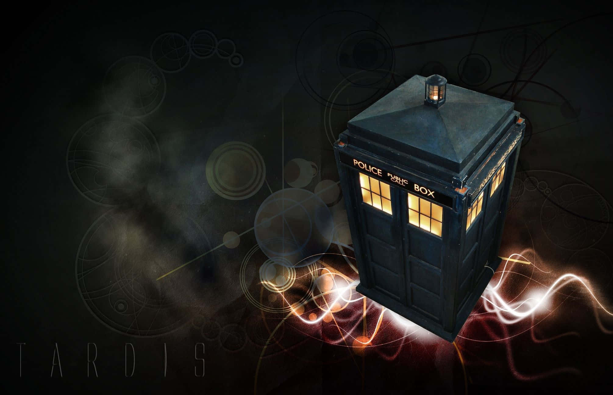 Tardis, blue police box, glowing windows, Full HD Desktop Wallpaper