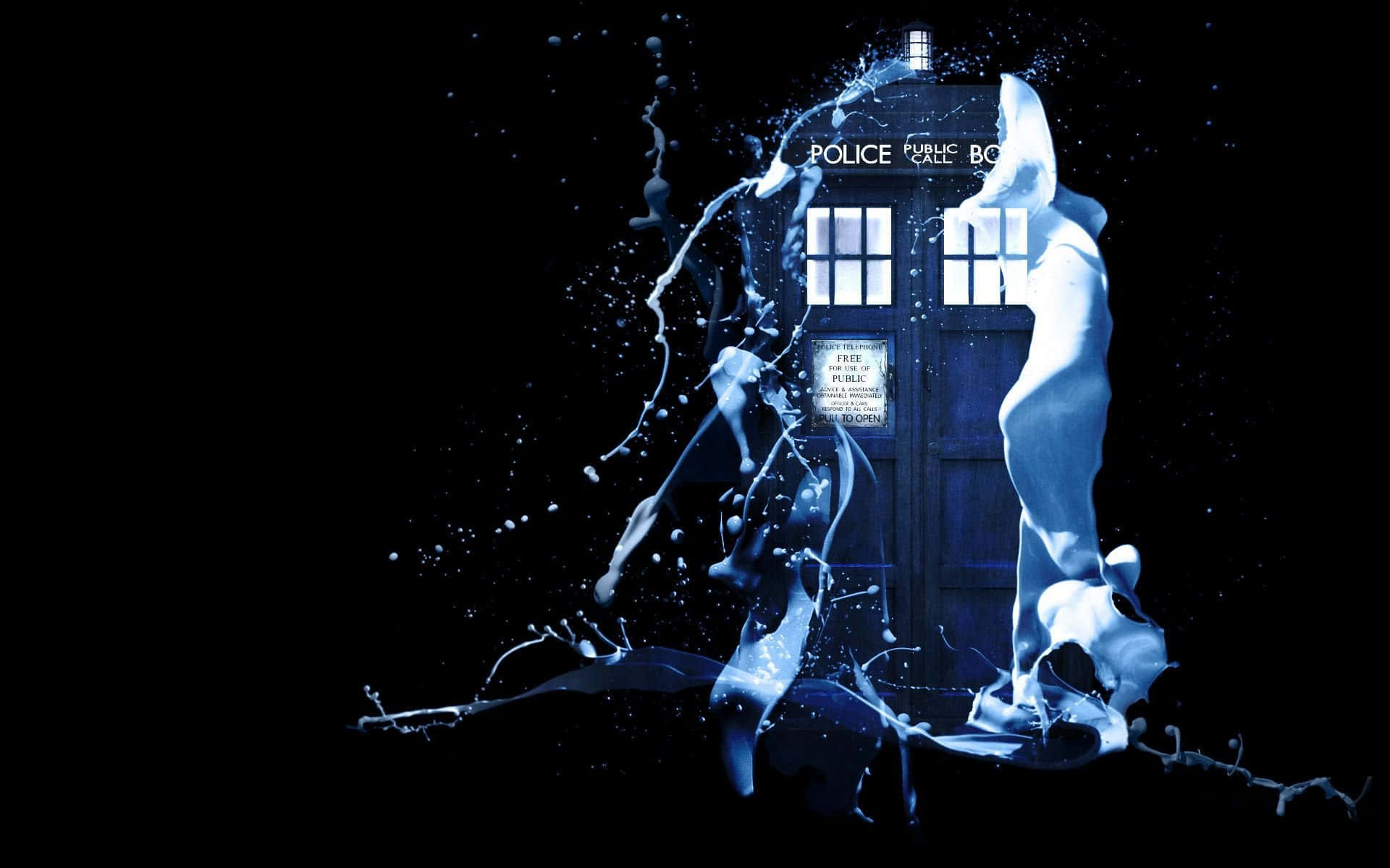 Tardis, blue police box, black void, Full HD Desktop Wallpaper