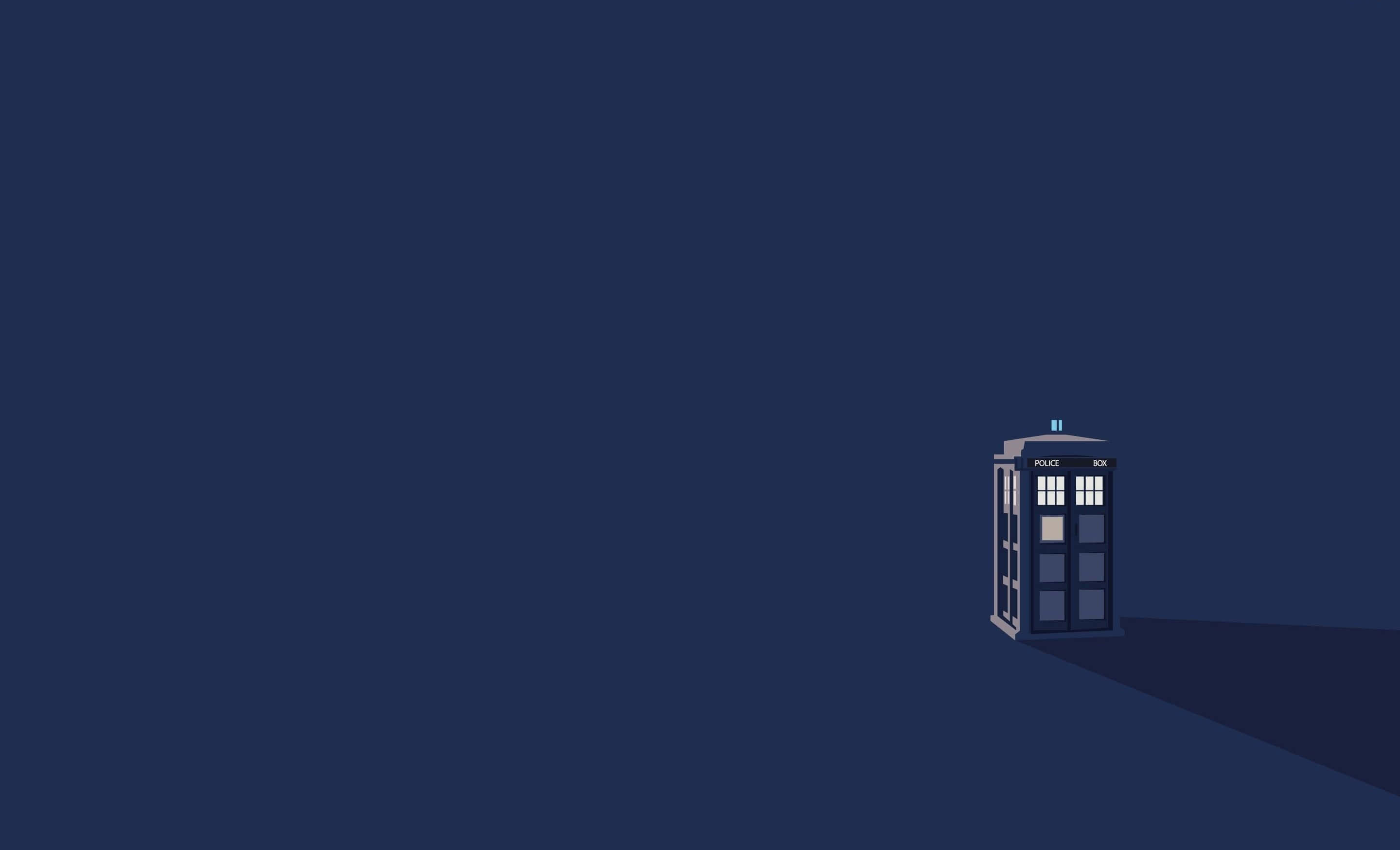 TARDIS, blue police box, dark blue void, 2K Desktop Wallpaper