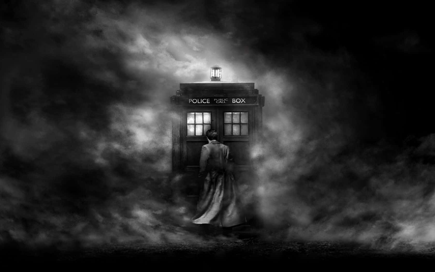 Tardis, police box, stormy night, HD Desktop Wallpaper