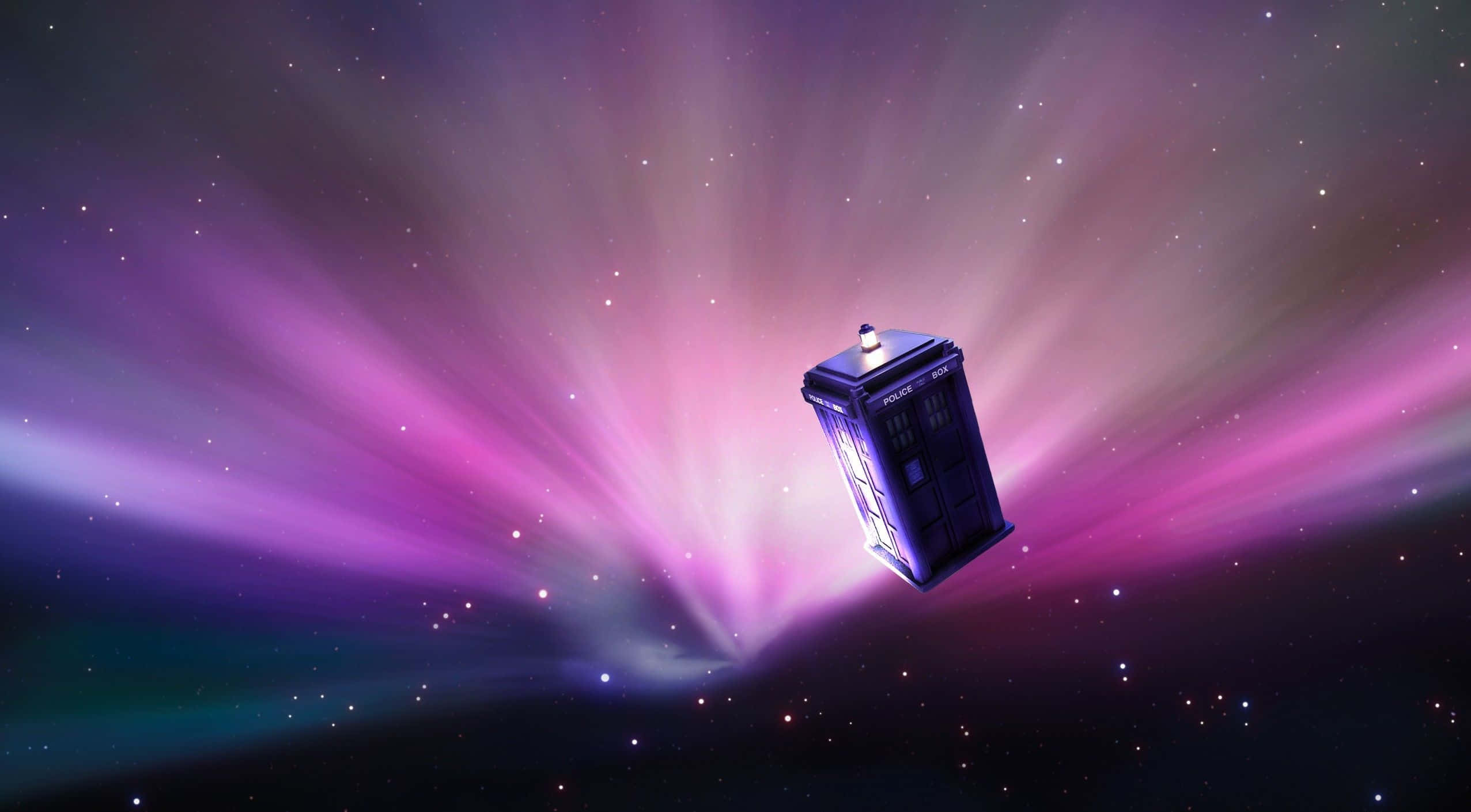 Tardis, blue police box, purple light, Full HD Desktop Wallpaper