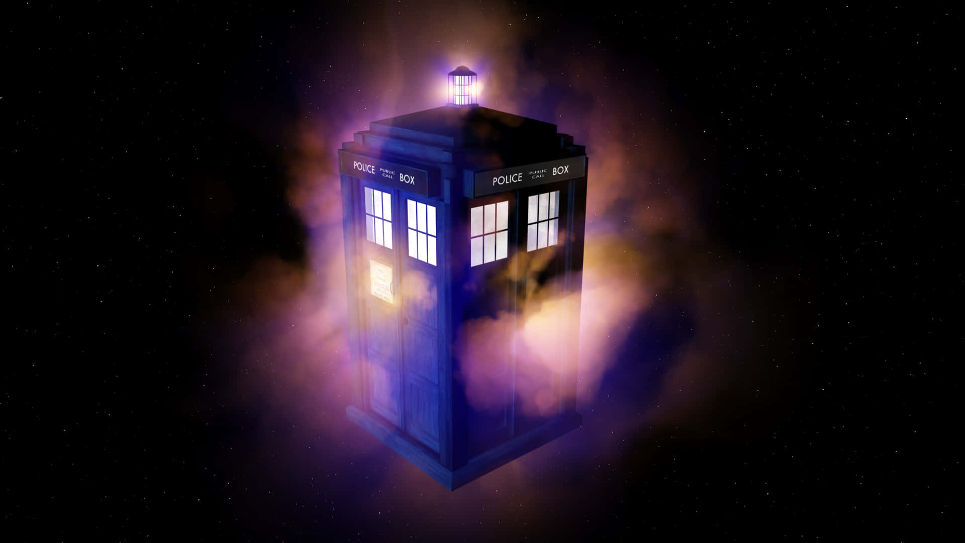 Tardis, blue police box, purple light, Full HD Desktop Wallpaper
