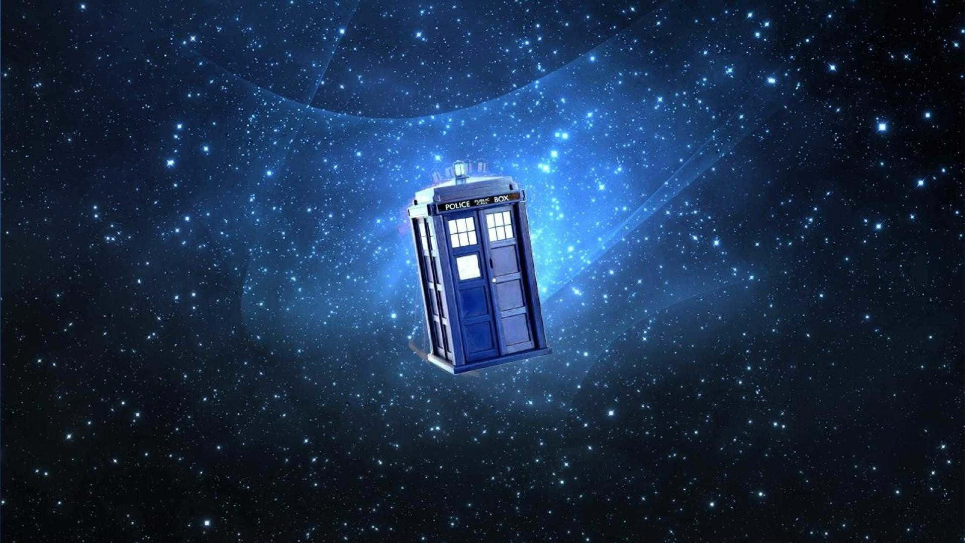 Tardis, blue police box, starry cosmic void, Full HD Desktop Wallpaper