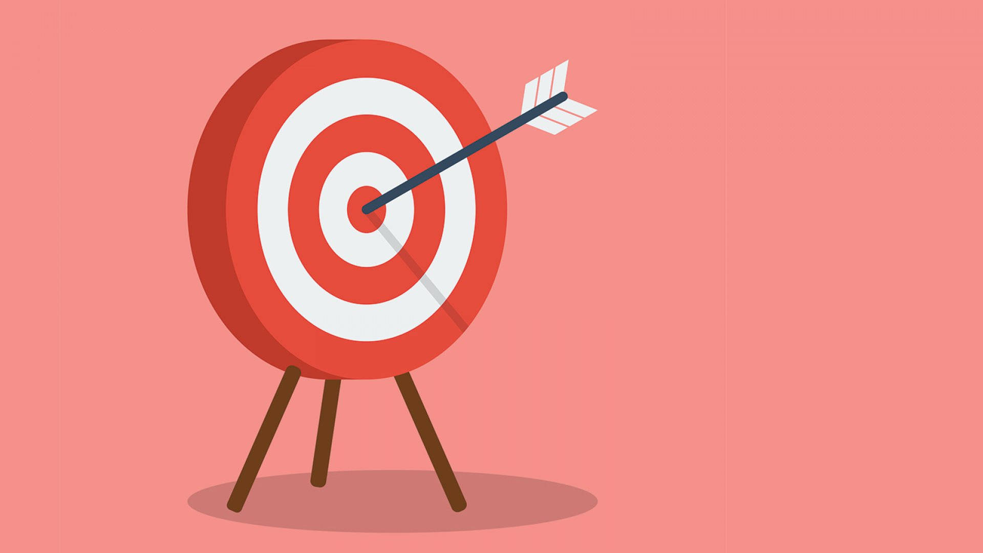 red and white target, single arrow piercing center, wooden stand, Full HD Desktop Wallpaper