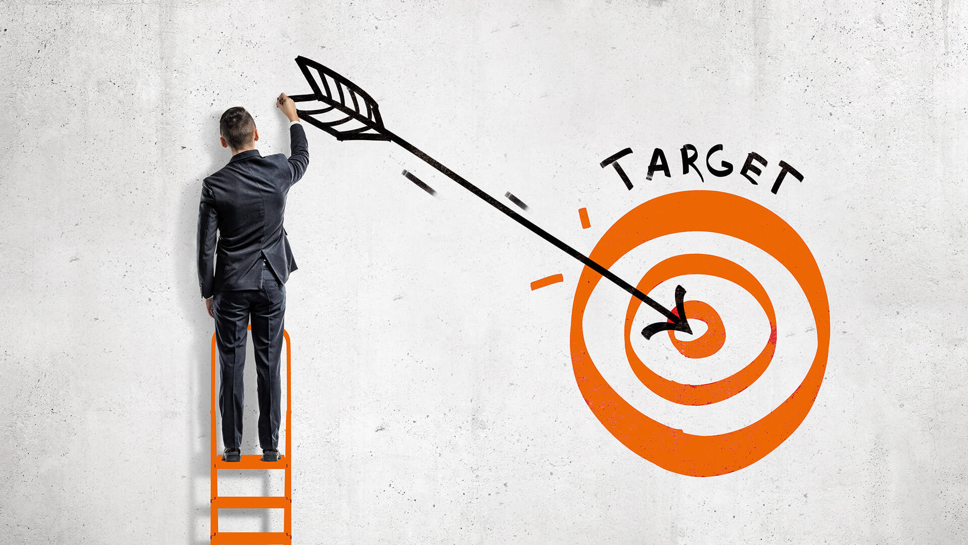 Target, orange ladder, giant arrow, Full HD Desktop Wallpaper