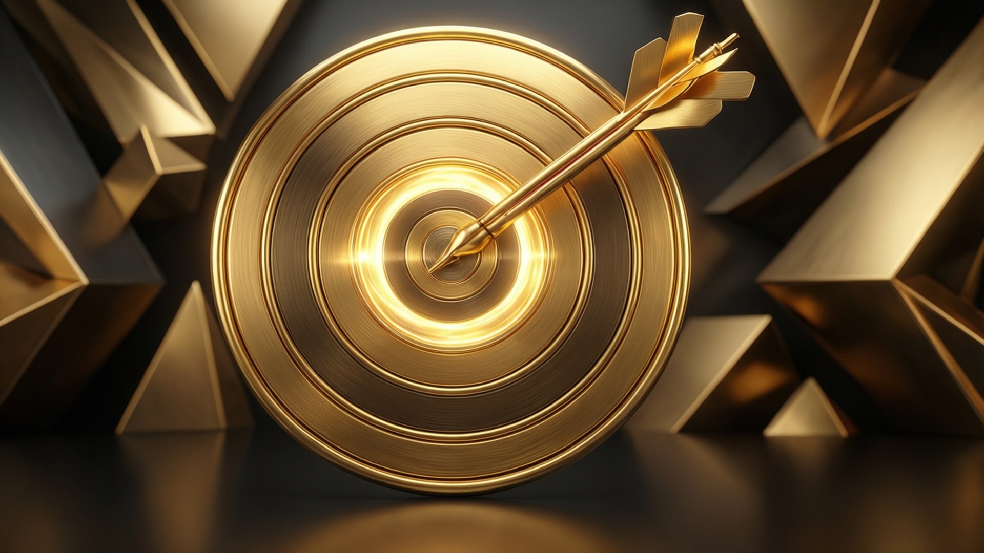 golden bullseye, 3D golden target, glow, Full HD Desktop Wallpaper