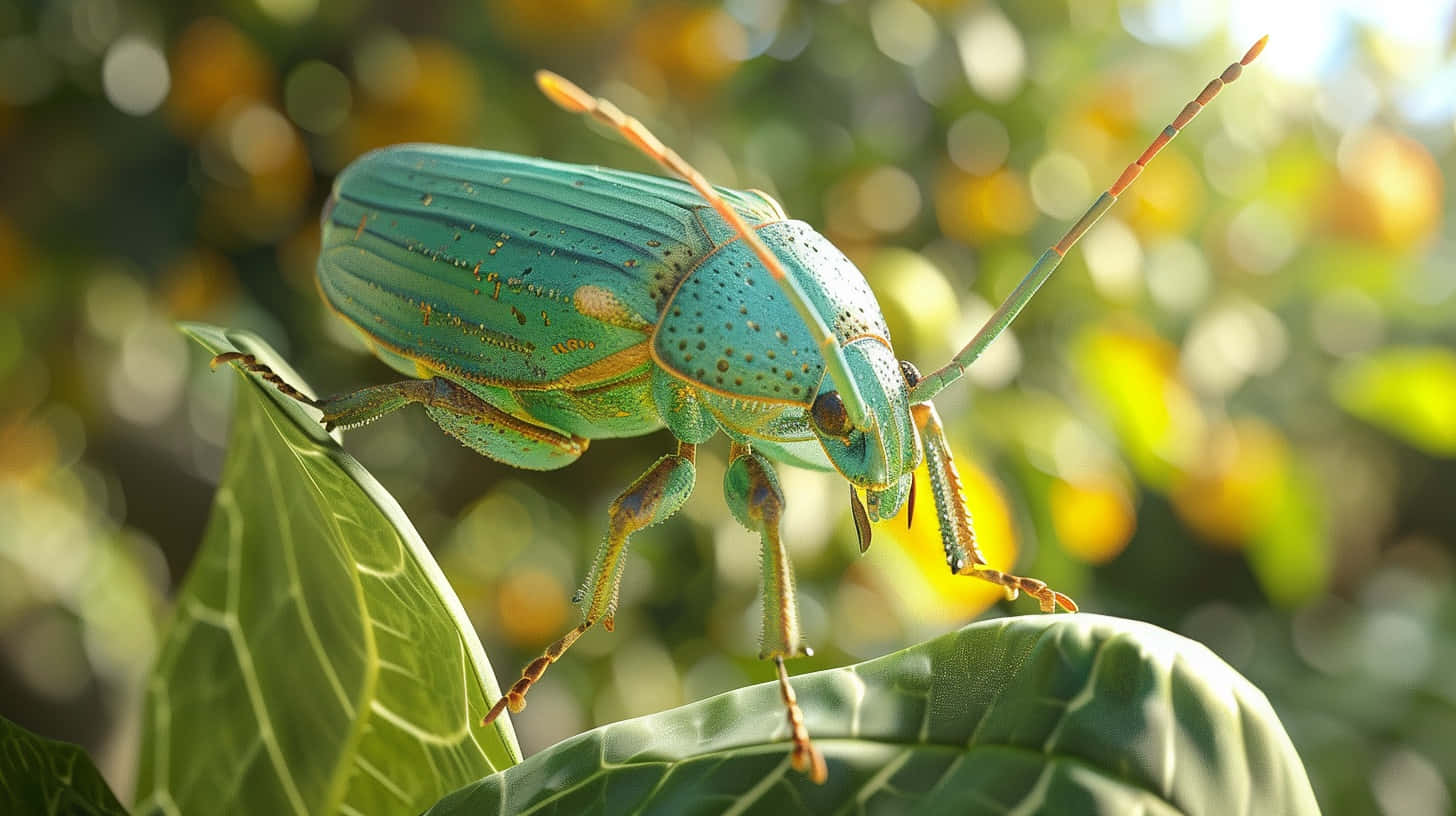 tarnished plant bug, turquoise beetle, golden spots, HD Desktop Wallpaper