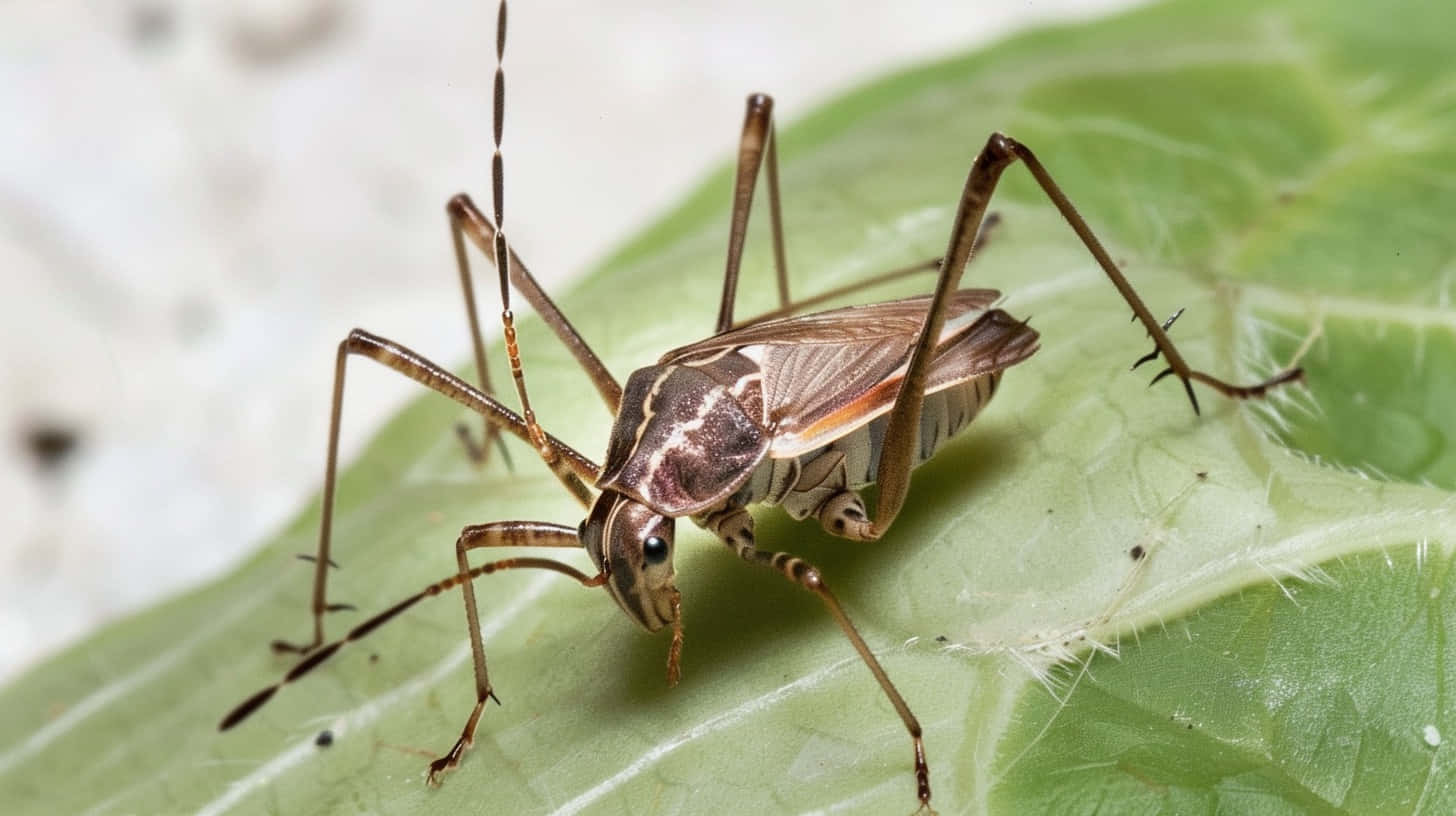 Tarnished Plant Bug, brown and white patterned insect, long legs, HD Desktop Wallpaper