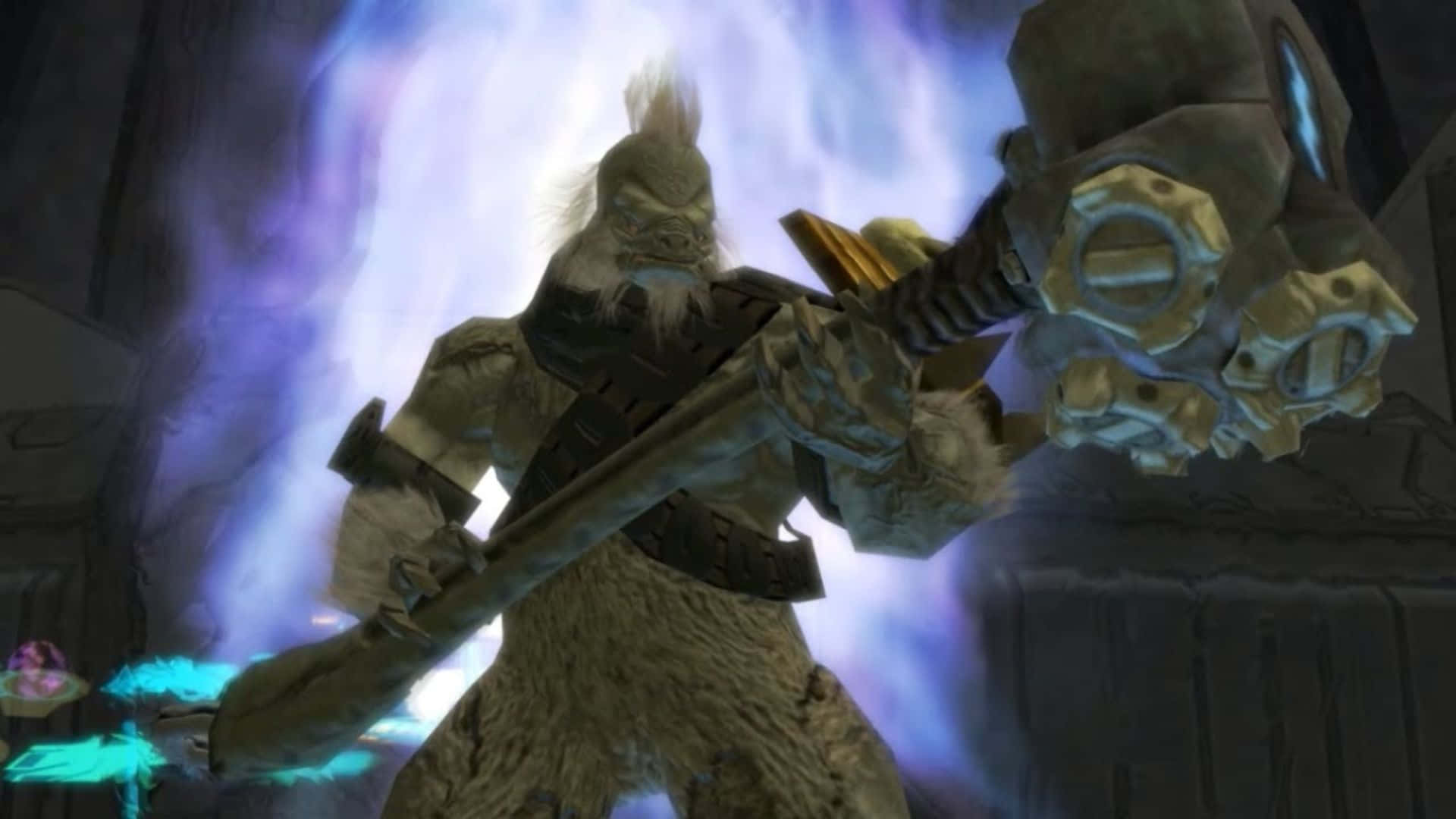 Tartarus, furry giant warrior, massive stone hammer, Full HD Desktop Wallpaper