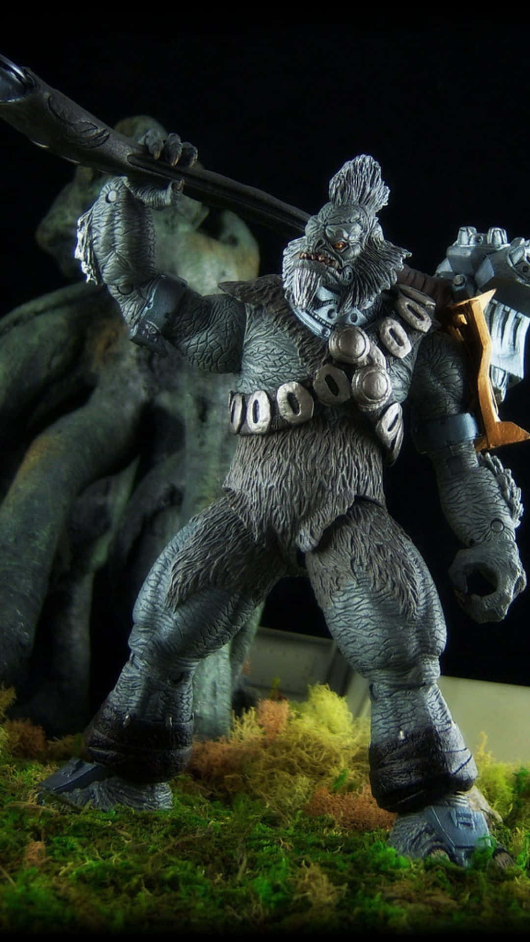Tartarus, gray monster figurine, spiked mohawk, Full HD Phone Wallpaper