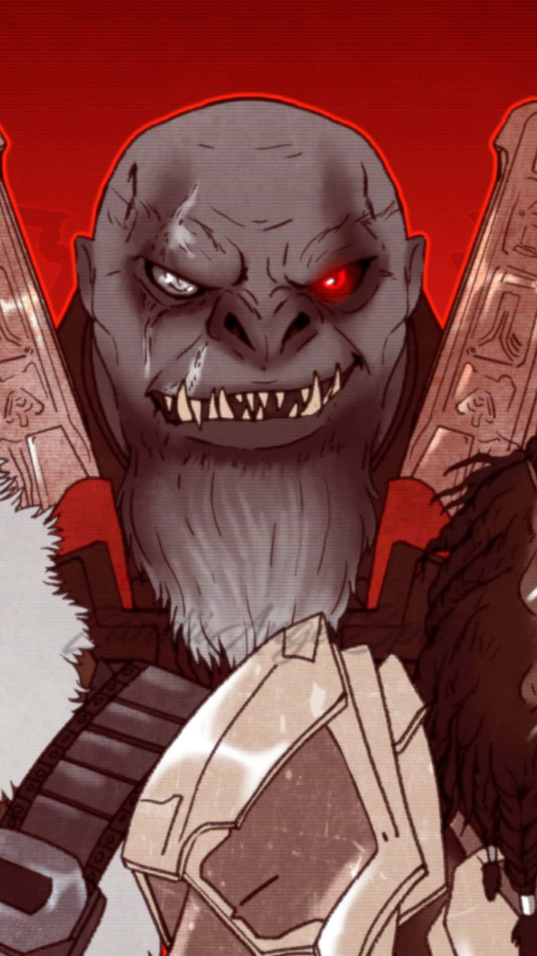 Tartarus, orc warrior, glowing red eye, Full HD Phone Wallpaper