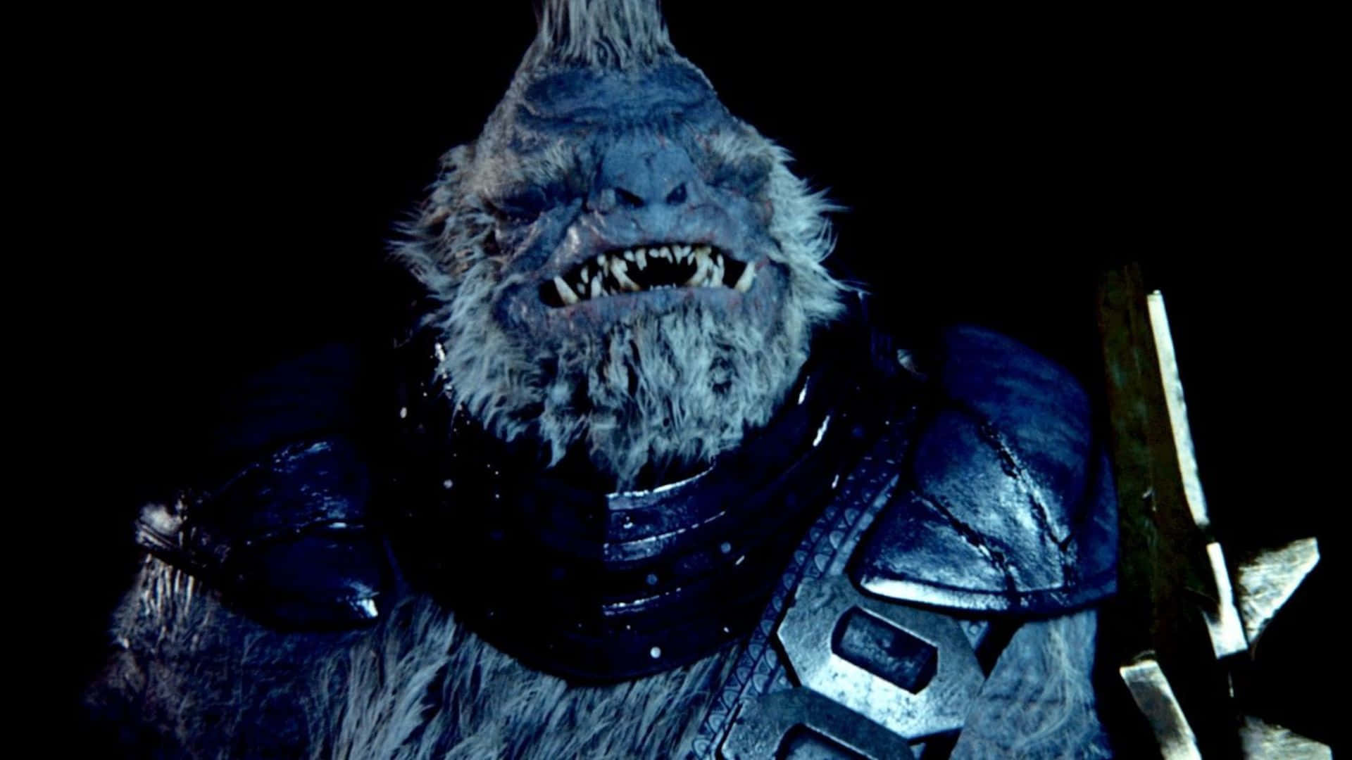 Tartarus, blue-furred monster, sharp teeth, Full HD Desktop Wallpaper