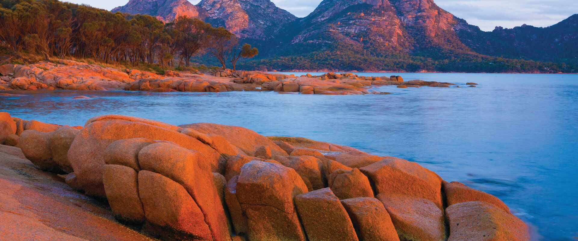 Tasmania, orange rocks, sunset, Full HD Desktop Wallpaper