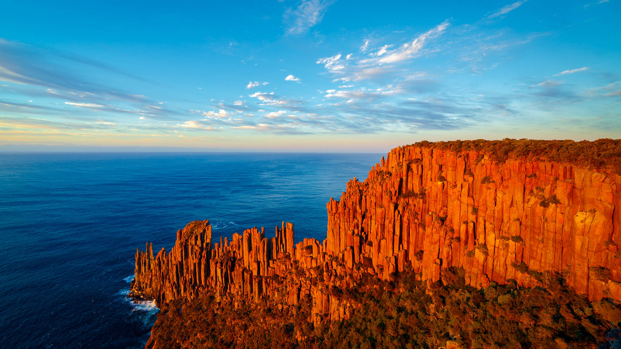 Tasmania, reddish cliffs, sunset, Full HD Desktop Wallpaper