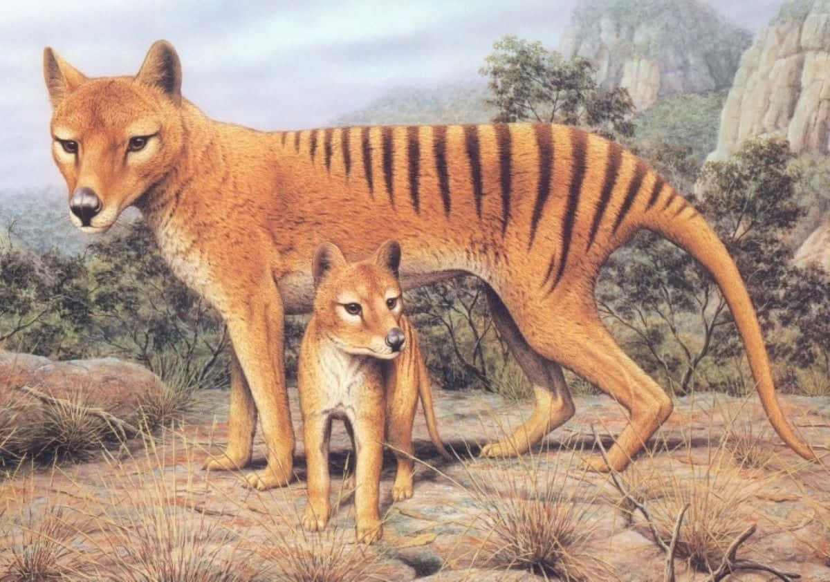 Tasmanian Tiger, joey, thylacine, SD Desktop Wallpaper
