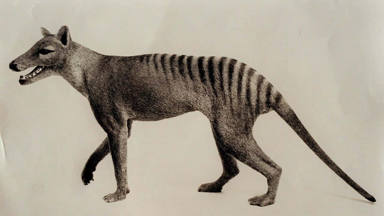 Tasmanian Tiger, monochrome illustration, profile, HD Desktop Wallpaper