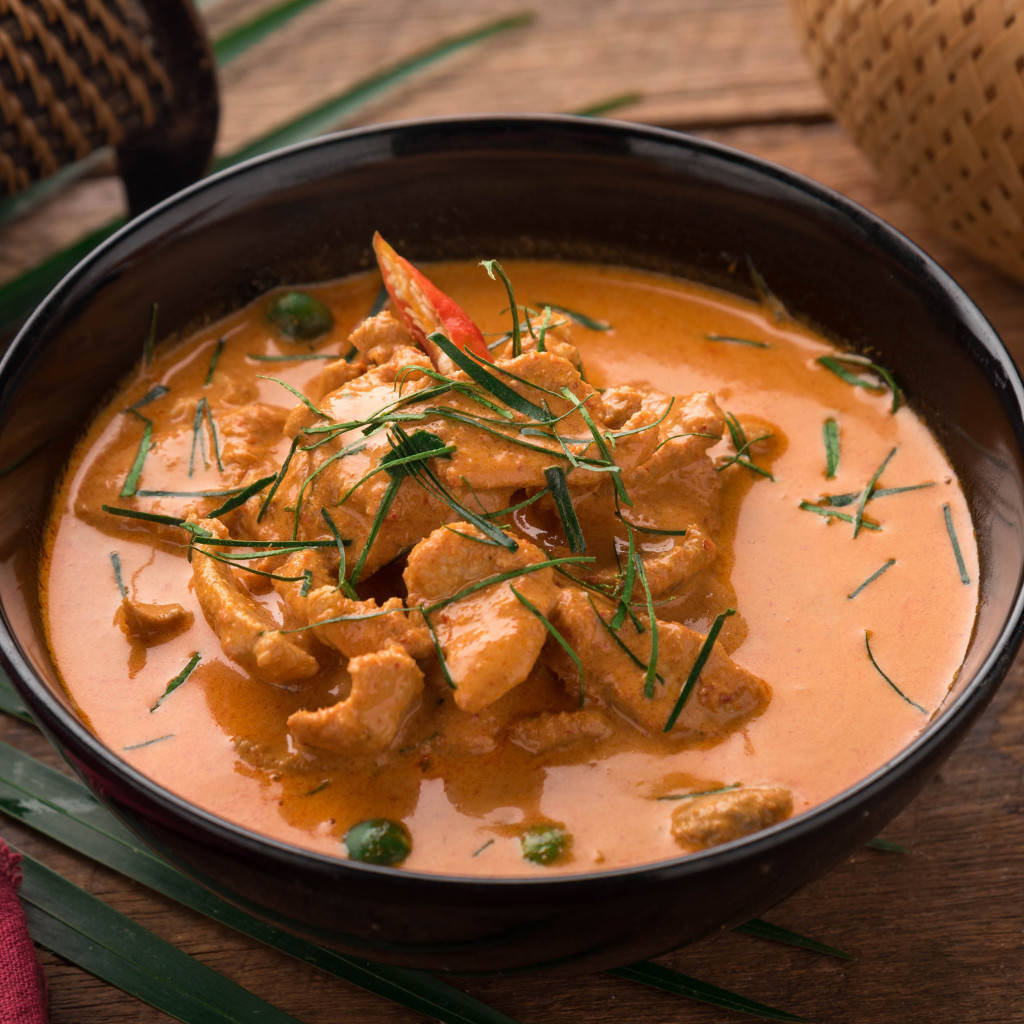 Tasty Thai Curry Dish, orange curry, chicken, SD Desktop Wallpaper