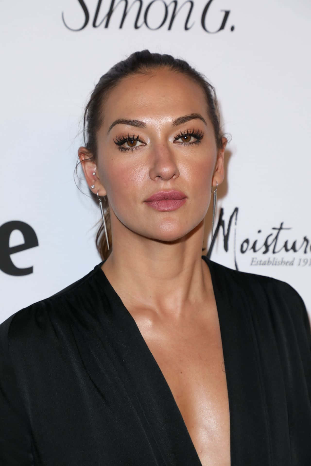 Tasya Teles, black draped top, white branded backdrop, Full HD Phone Wallpaper