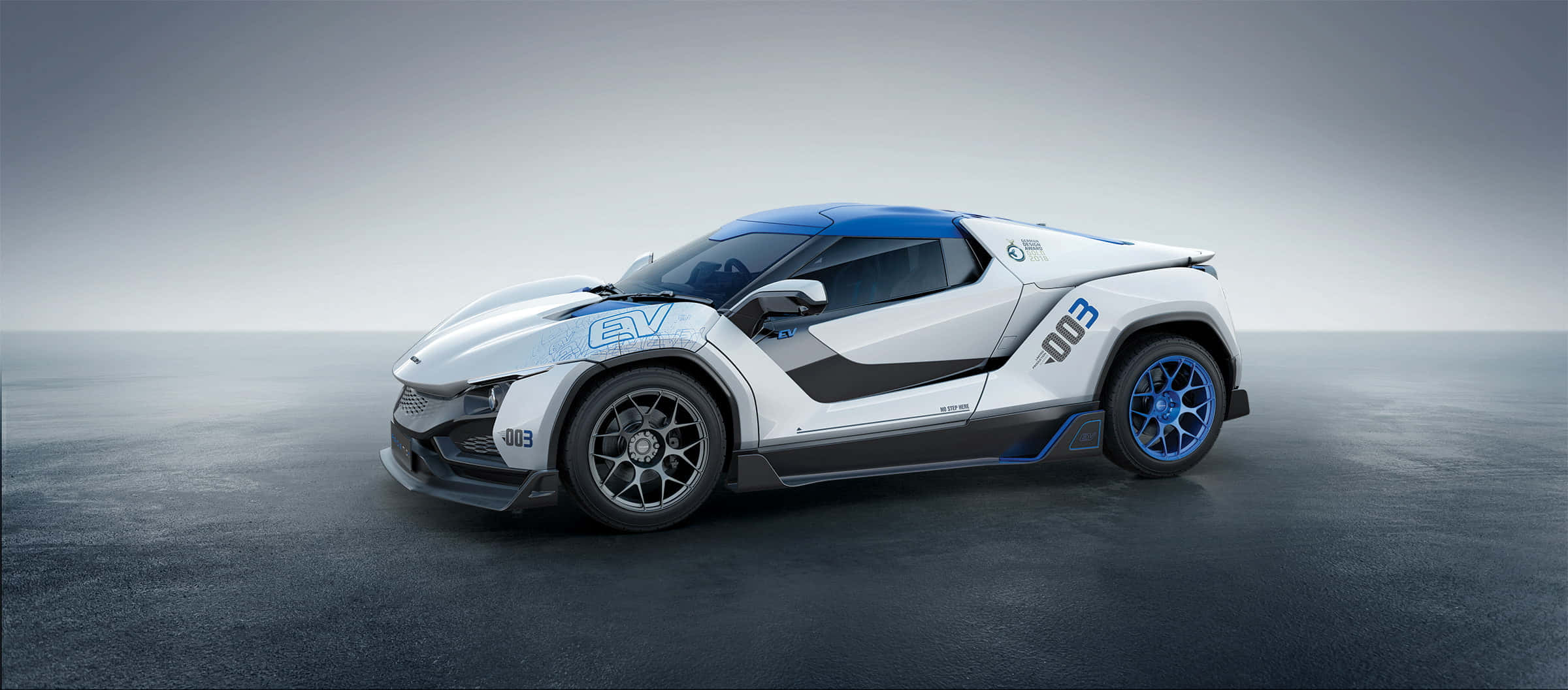 Tata Motors, white and blue electric sports car, racing decals, Full HD Desktop Wallpaper