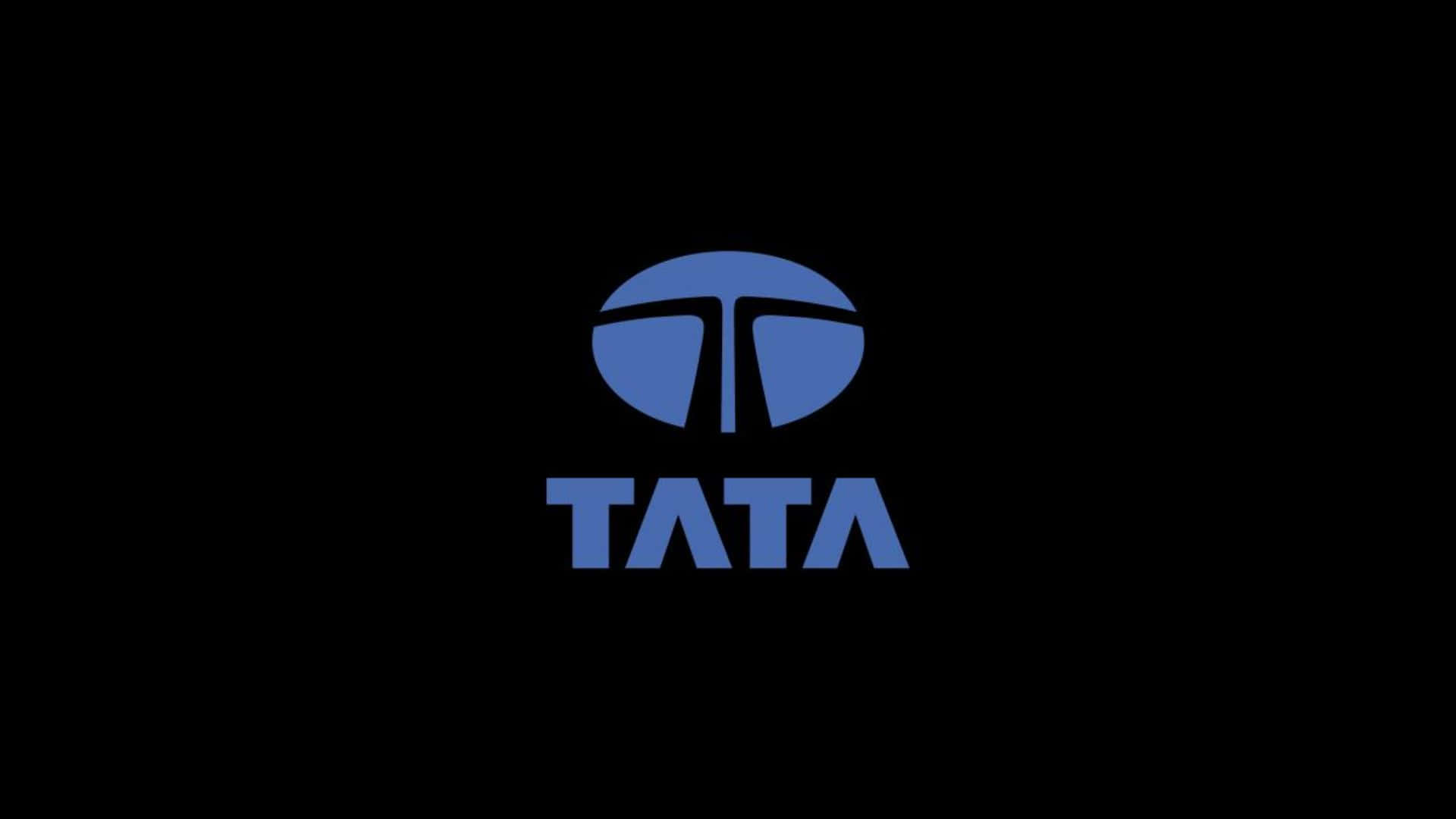 Tata Motors, blue Tata logo, solid black background, Full HD Desktop Wallpaper