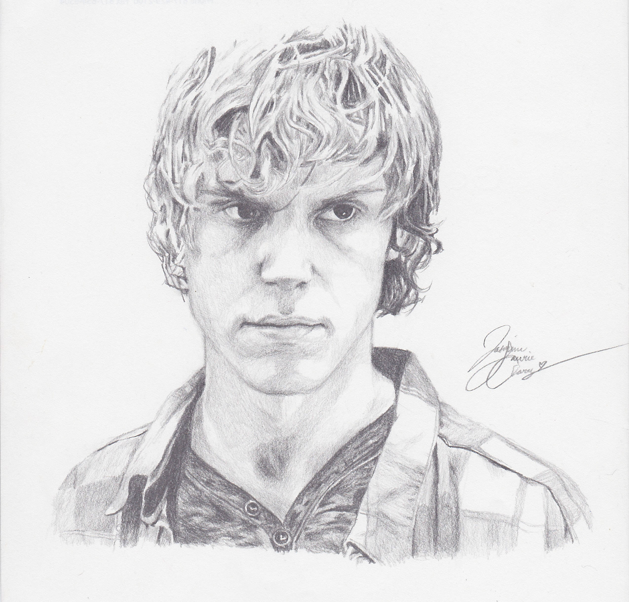 Tate Langdon, charcoal pencil art, young man, Full HD Desktop Wallpaper