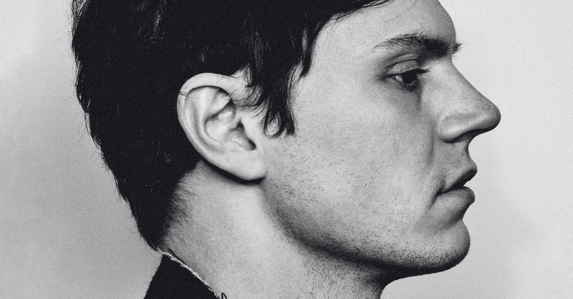 Tate Langdon, black and white, close-up portrait, HD Desktop Wallpaper