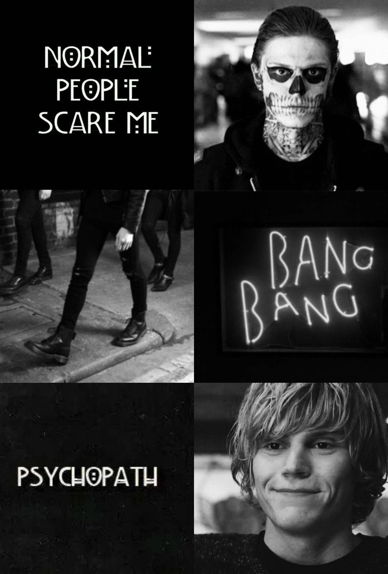 Tate Langdon, psychopath, skull-faced person, Full HD Phone Wallpaper