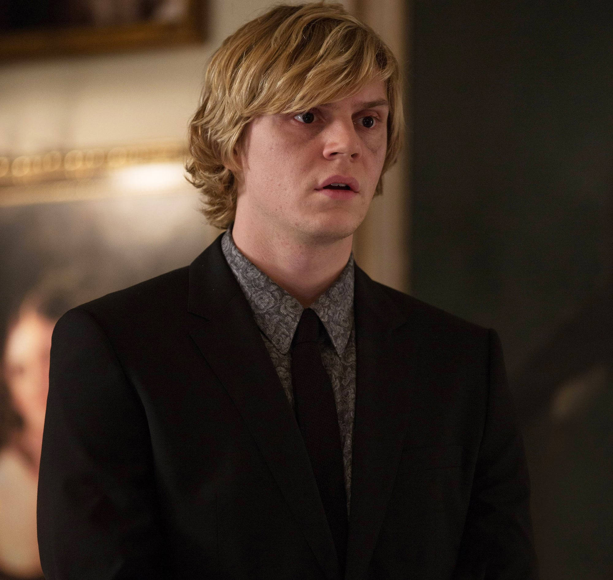 Tate Langdon, black suit, tie, Full HD Desktop Wallpaper