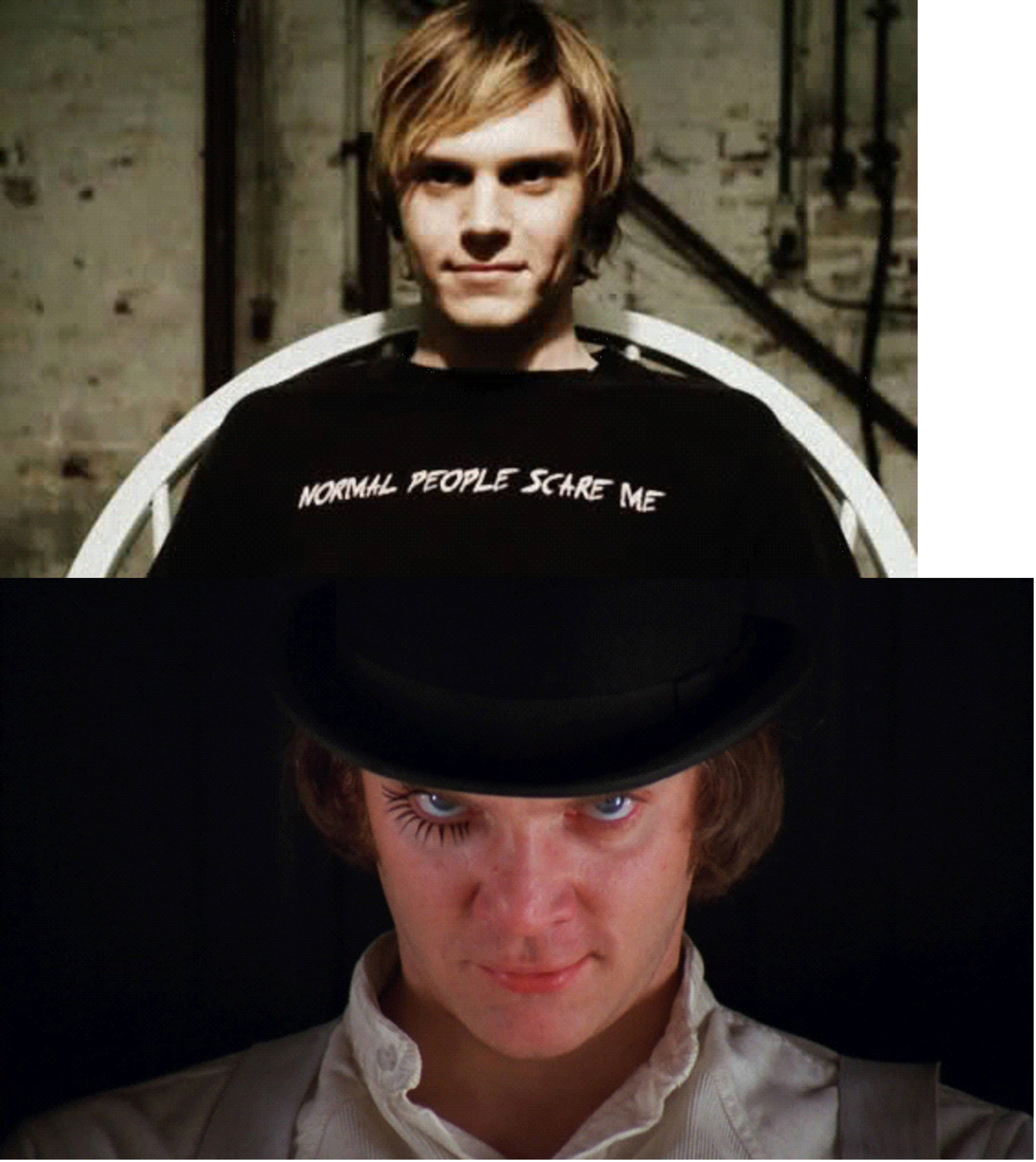 Tate Langdon, black t-shirt with text, white chair, 4K Phone Wallpaper