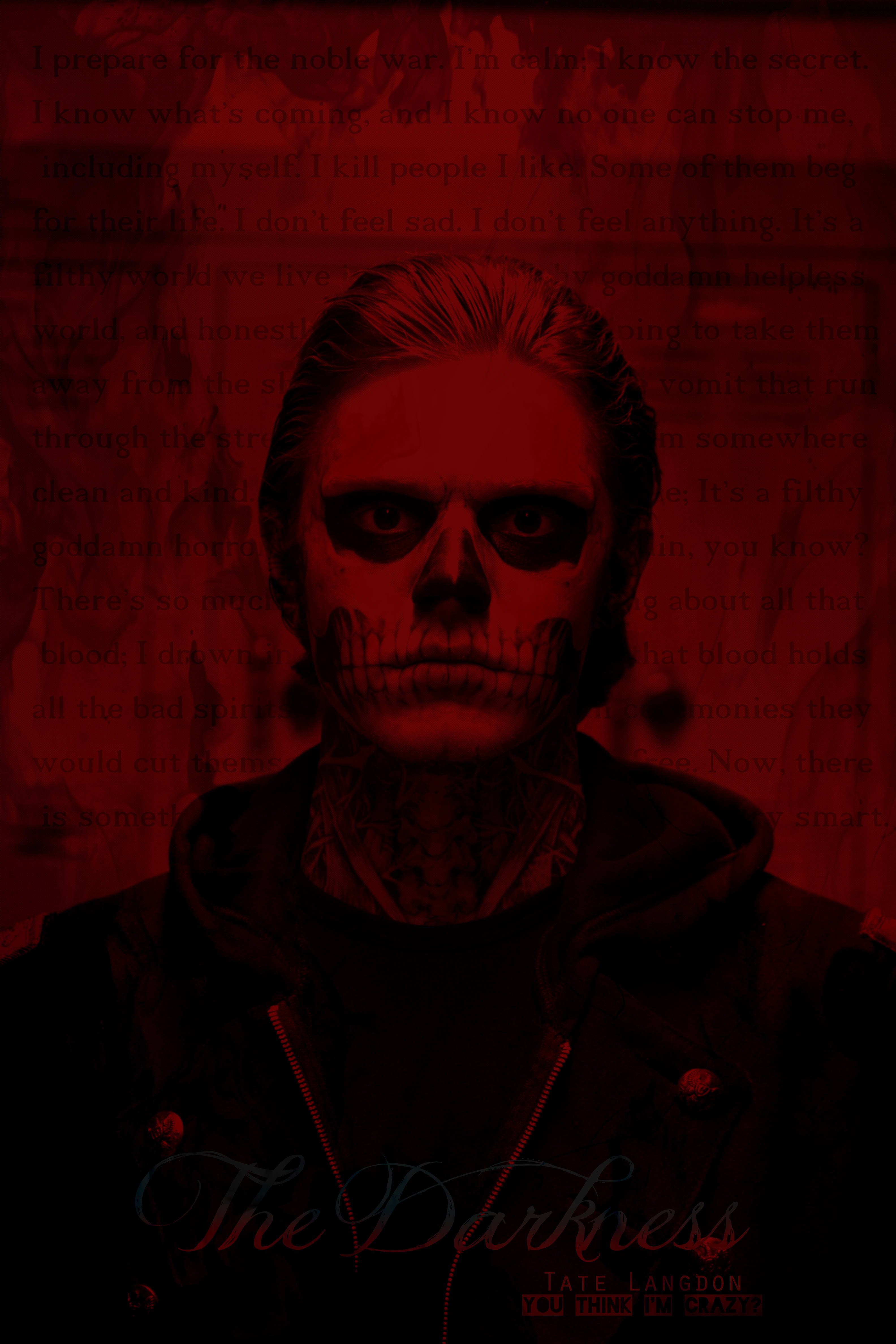 Tate Langdon, Red Darkness, skull makeup, 4K Phone Wallpaper