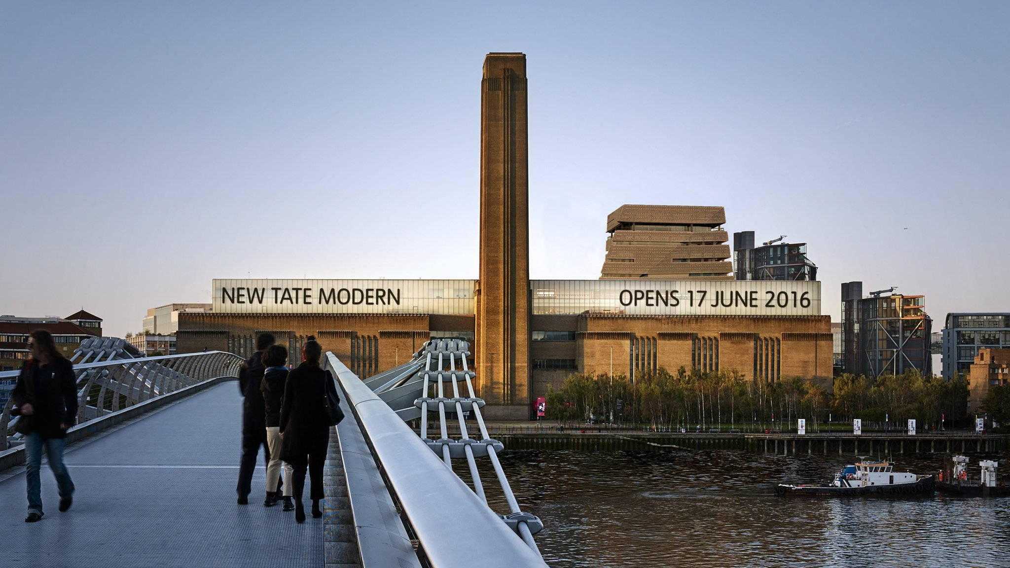 Tate Modern, modern bridge, dusk, Full HD Desktop Wallpaper