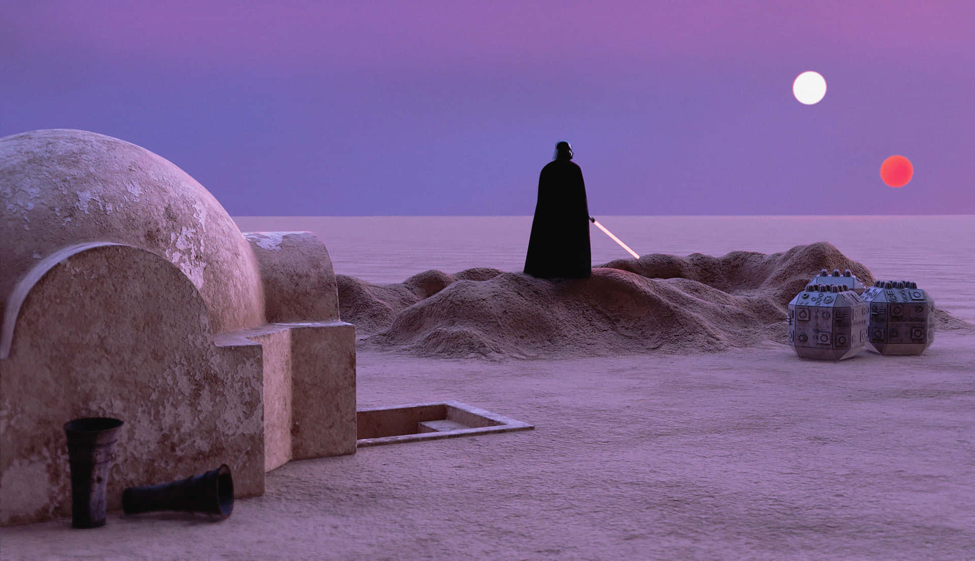 Tatooine, dune sea, cloaked figure, Full HD Desktop Wallpaper
