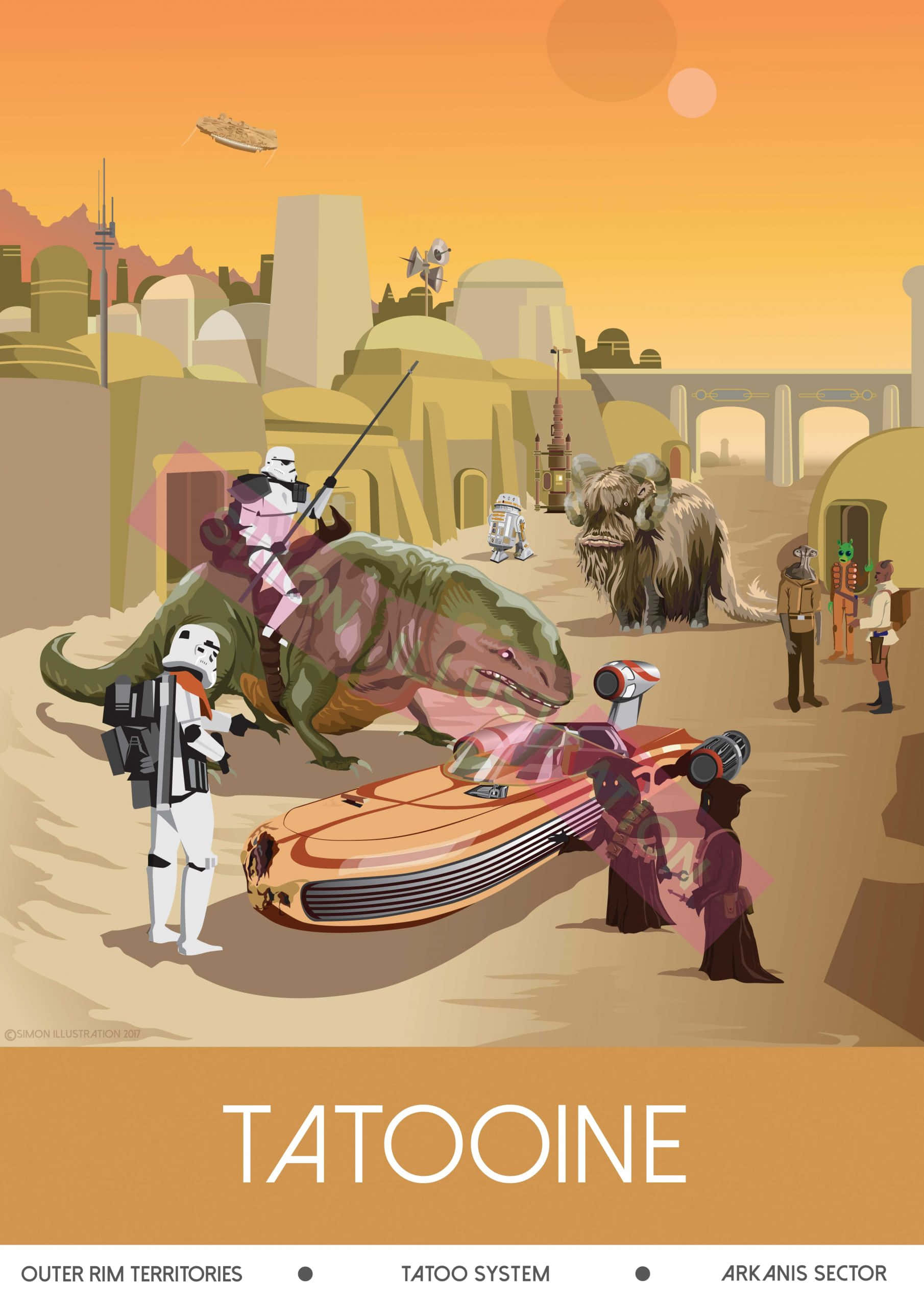 Tatooine, stormtroopers, podracer, 2K Phone Wallpaper