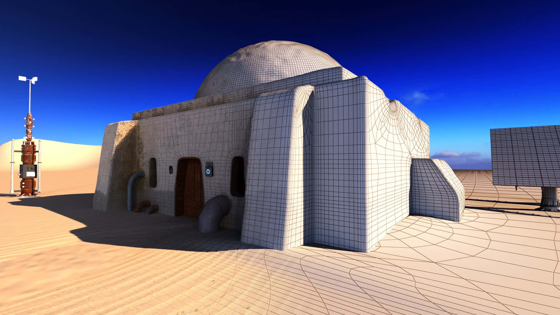 Tatooine, desert, clear blue sky, Full HD Desktop Wallpaper