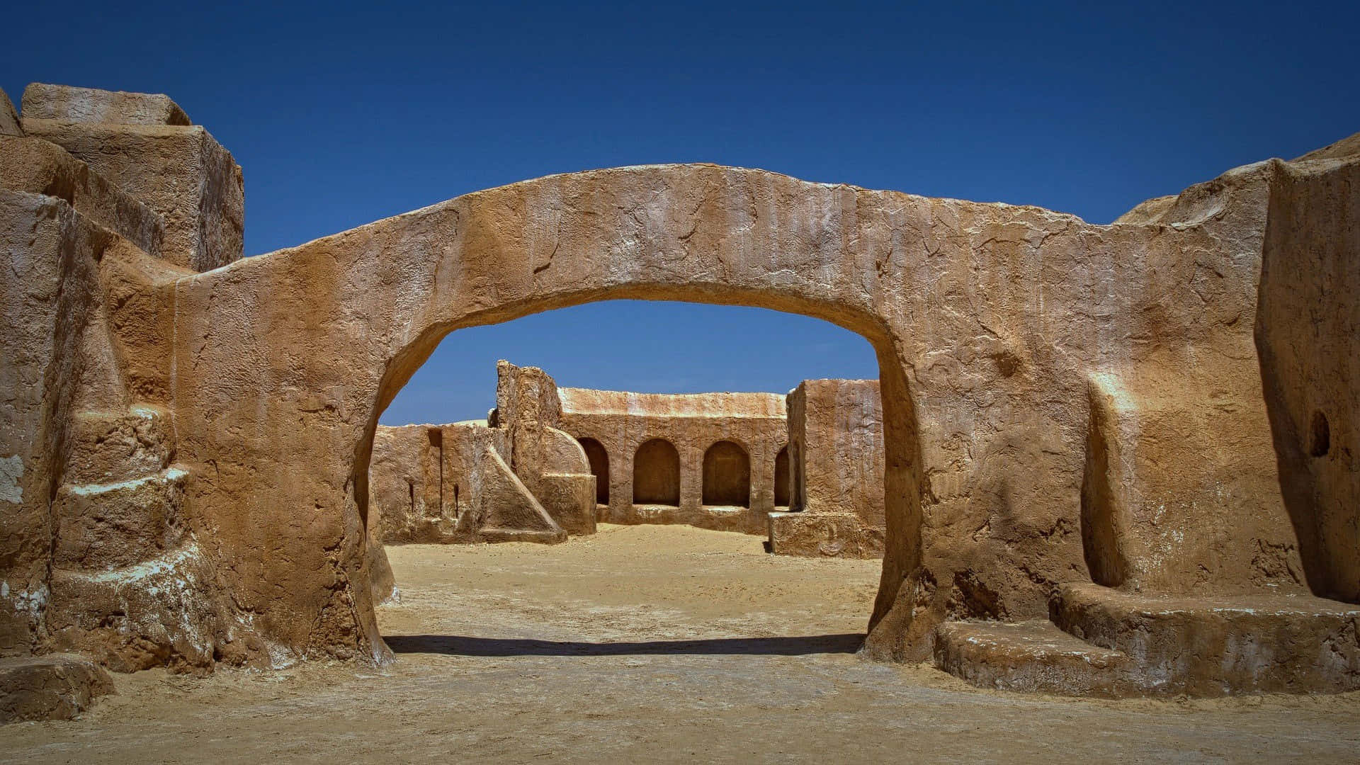 Tatooine, stone archway, ancient desert ruins, Full HD Desktop Wallpaper
