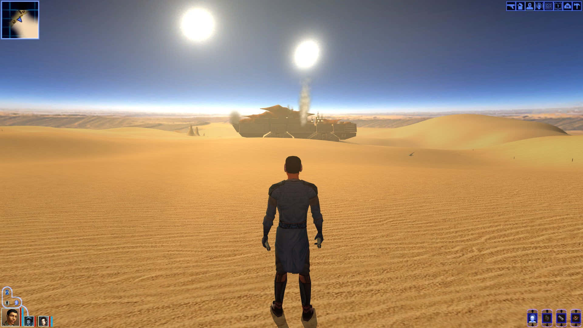 Tatooine, two bright suns, vast desert, Full HD Desktop Wallpaper
