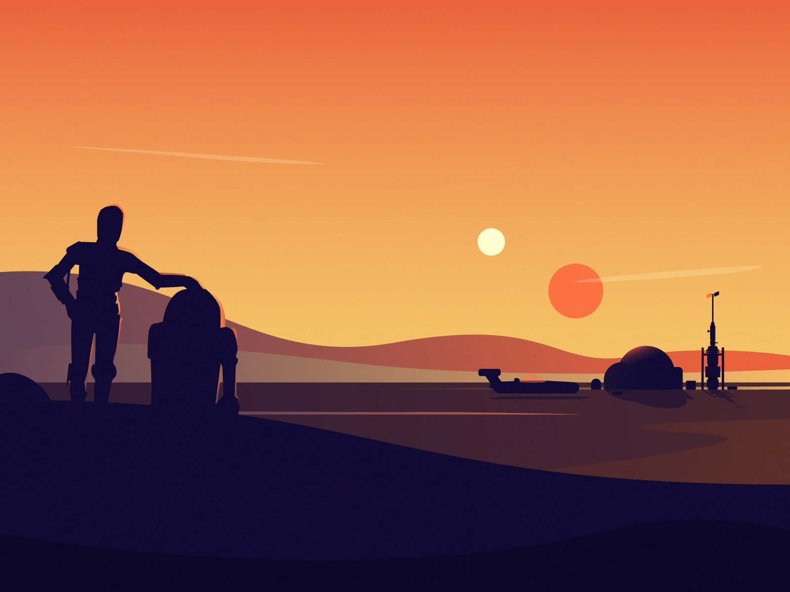 Tatooine, desert planet, sunset, HD Desktop Wallpaper