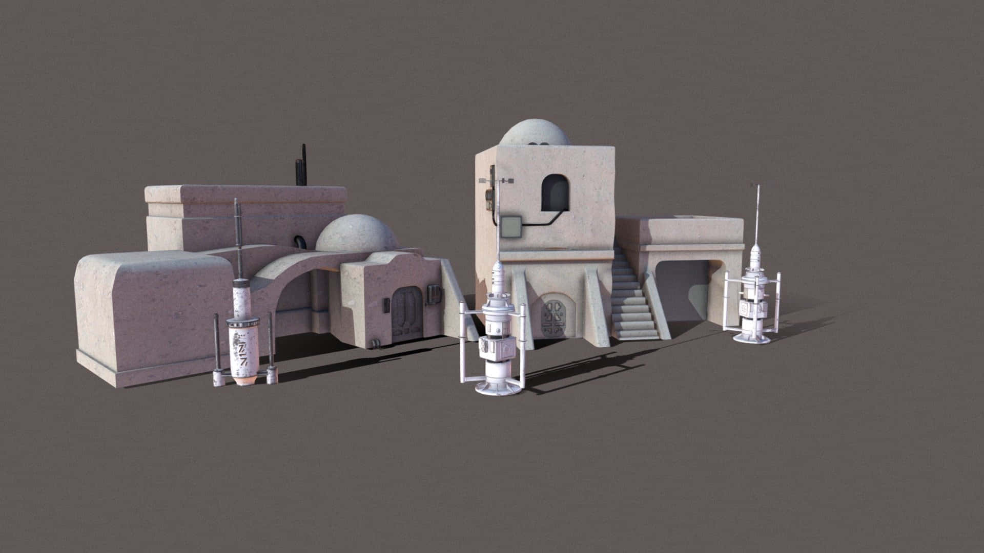 Tatooine, 3d-rendered, desert outpost, Full HD Desktop Wallpaper