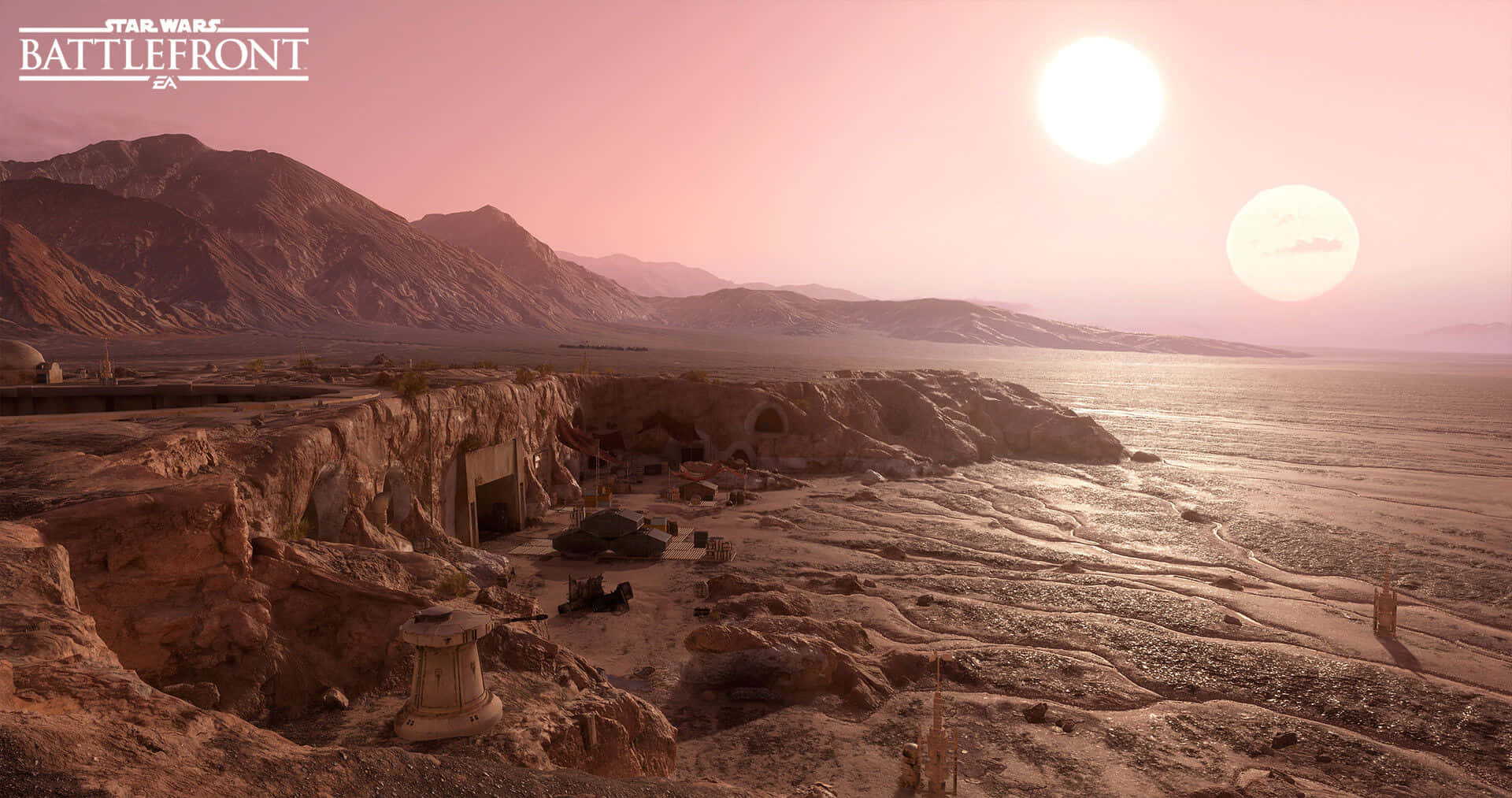 Tatooine, two suns, pink light, Full HD Desktop Wallpaper