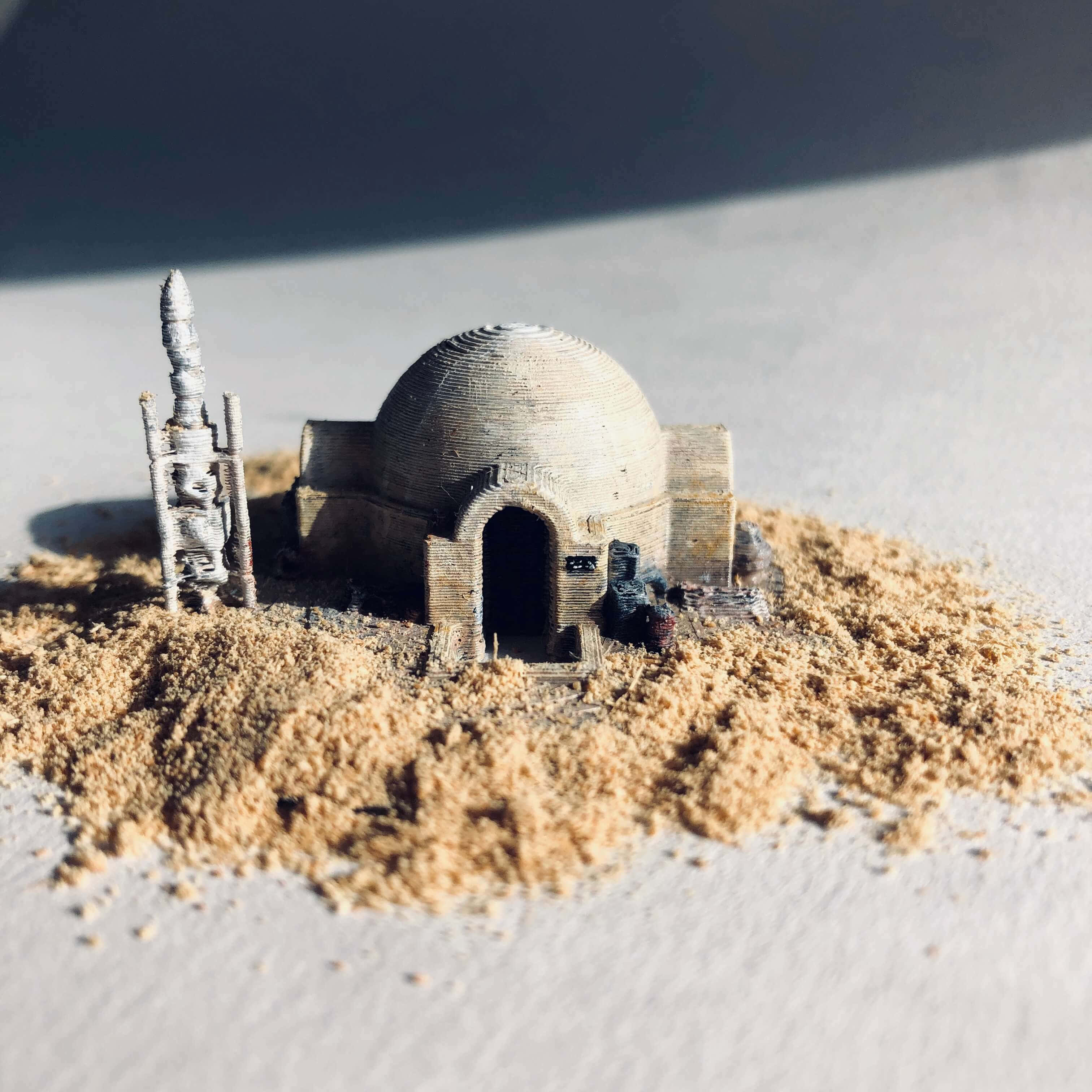 Tatooine, desert dome house, tall tower, 2K Desktop Wallpaper