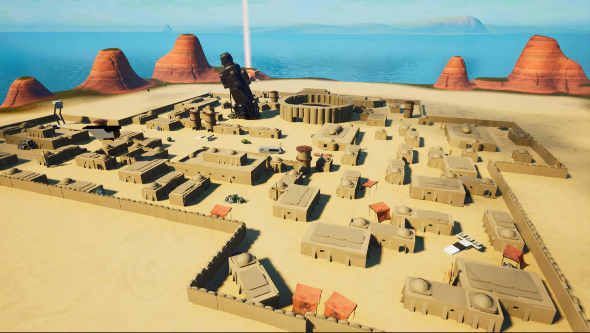 Tatooine, desert settlement, tan buildings, Full HD Desktop Wallpaper