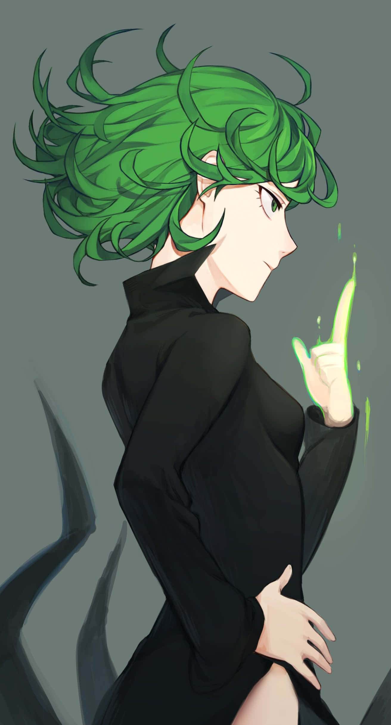 Tatsumaki, 1312 x 2436, vibrant green hair, Full HD Phone Wallpaper