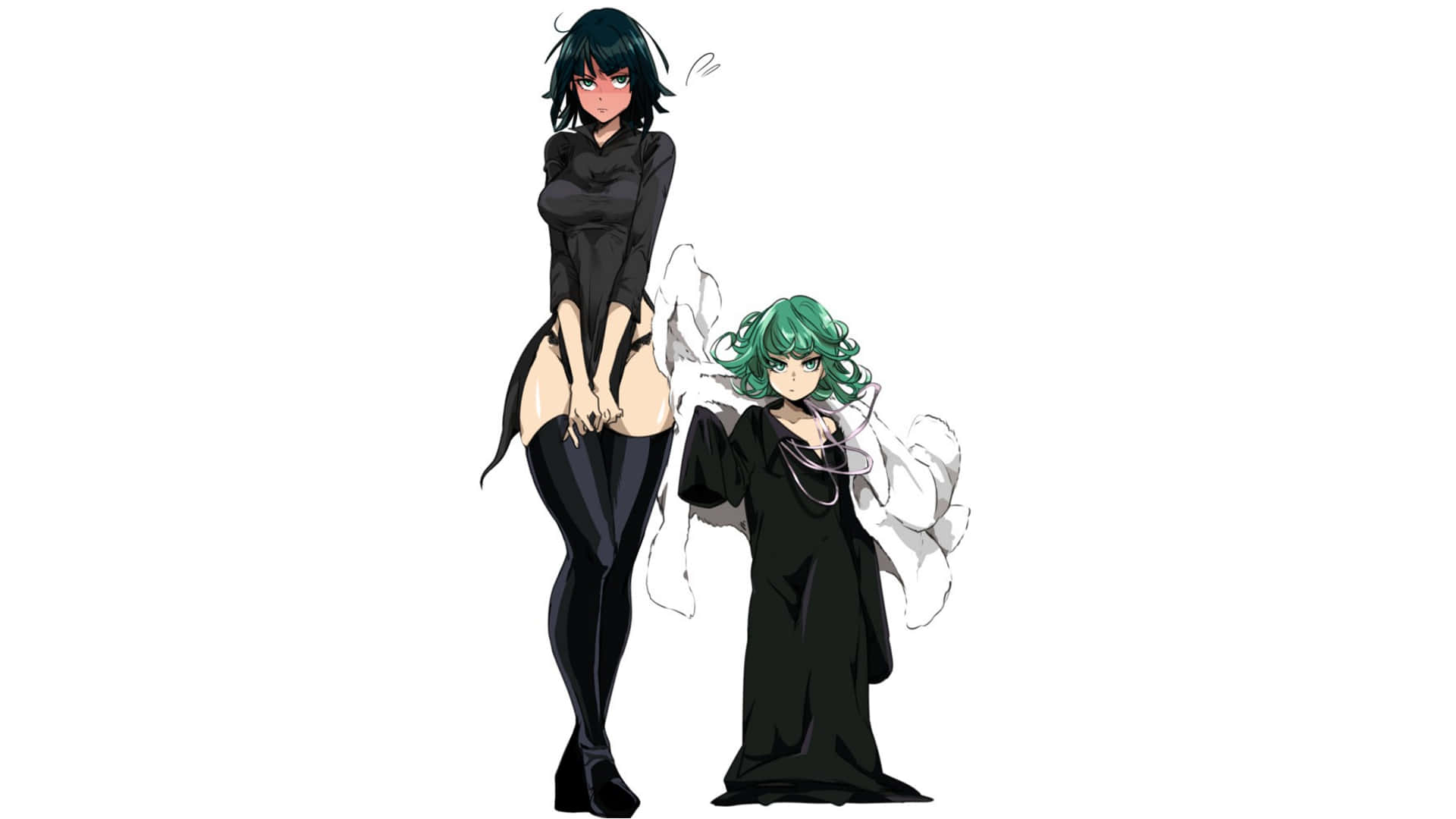 Tatsumaki, black outfit, short black hair, Full HD Desktop Wallpaper