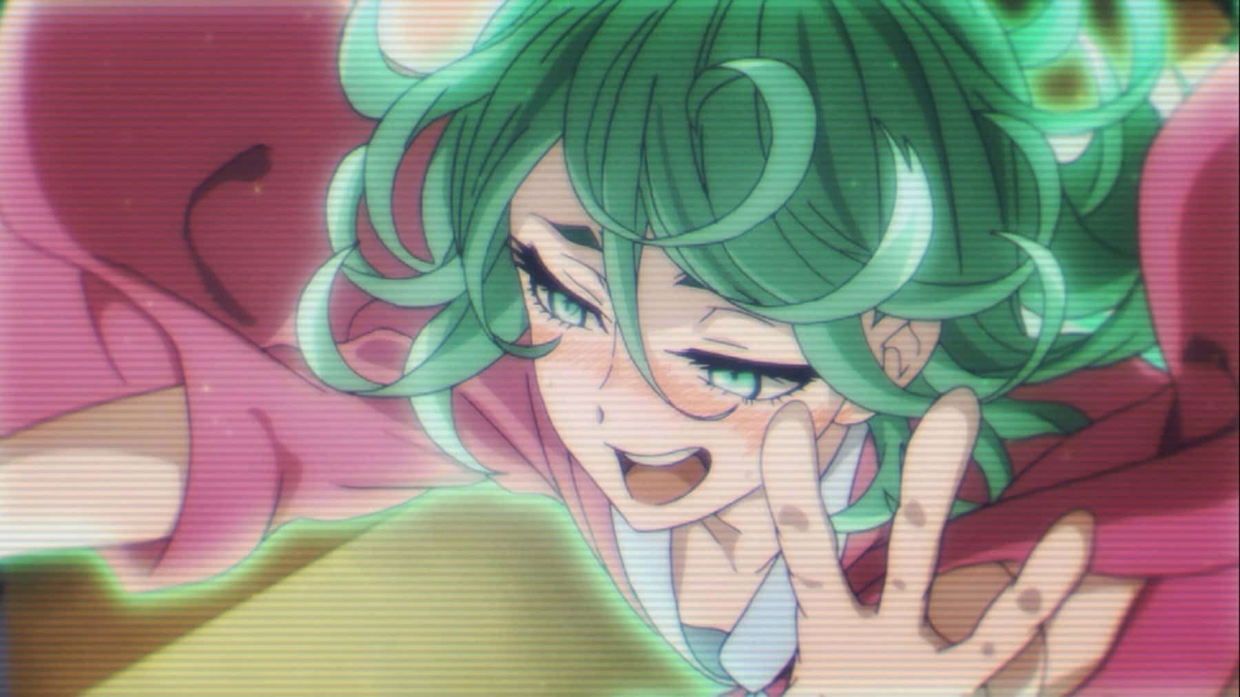 Tatsumaki, anime girl, vibrant green curly hair, HD Desktop Wallpaper