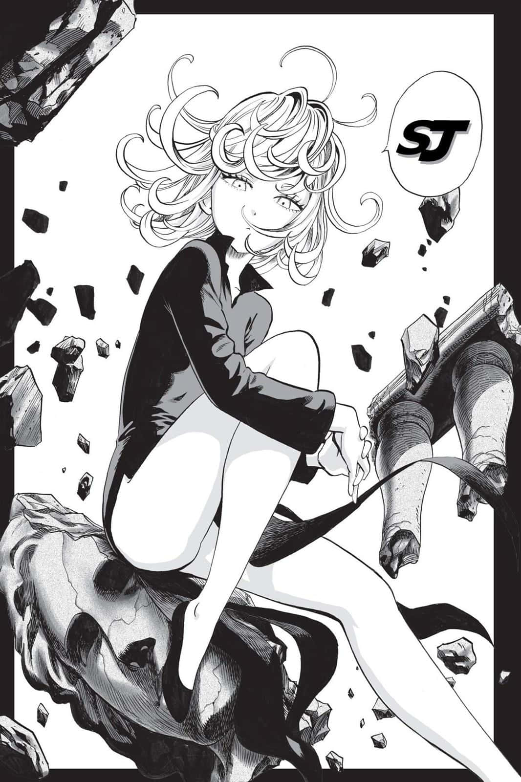 Tatsumaki, black and white manga panel, curly hair, HD Phone Wallpaper