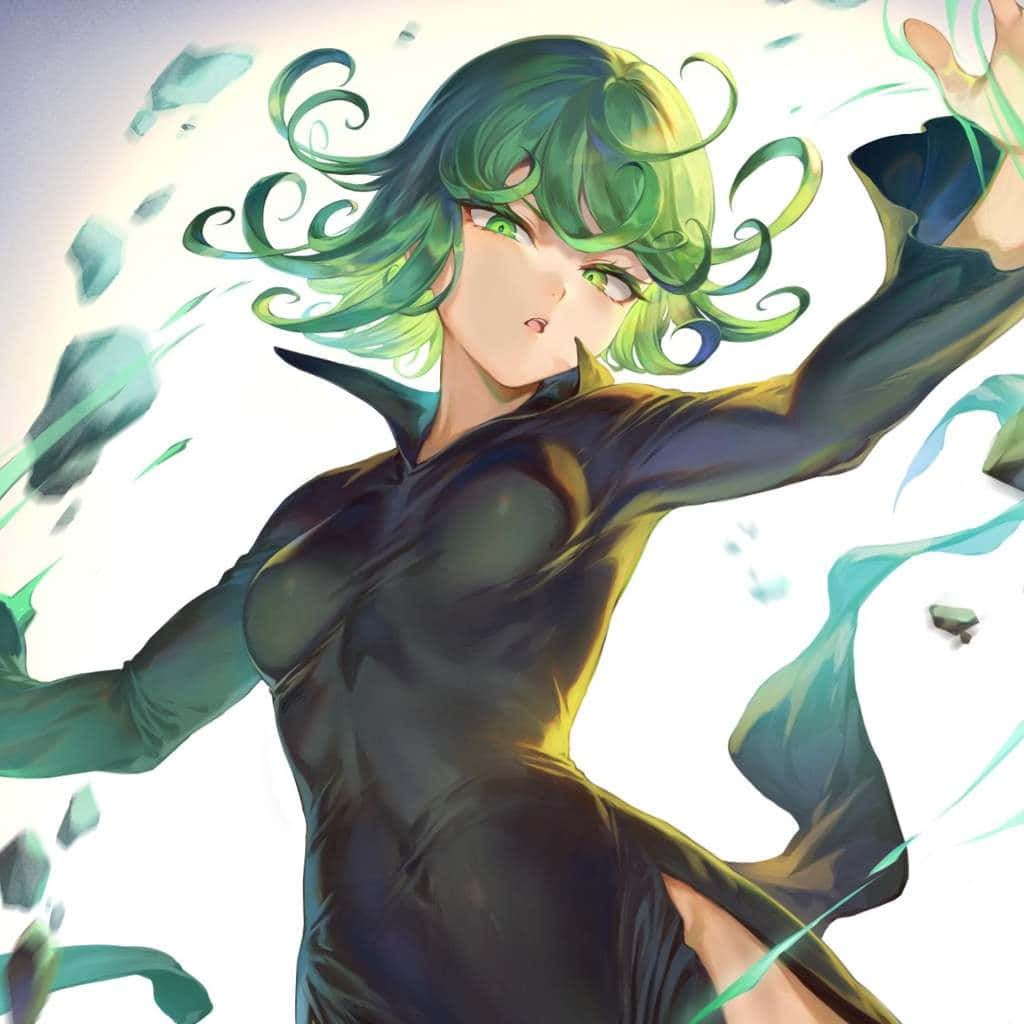 Tatsumaki, green hair, glowing eyes, SD Desktop Wallpaper