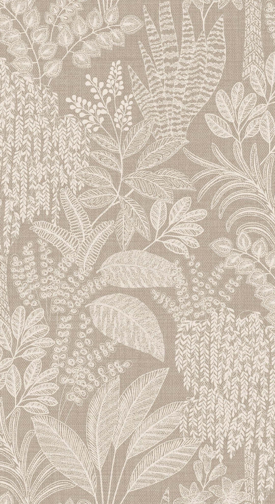 taupe, botanical pattern, beige, Full HD Phone Wallpaper