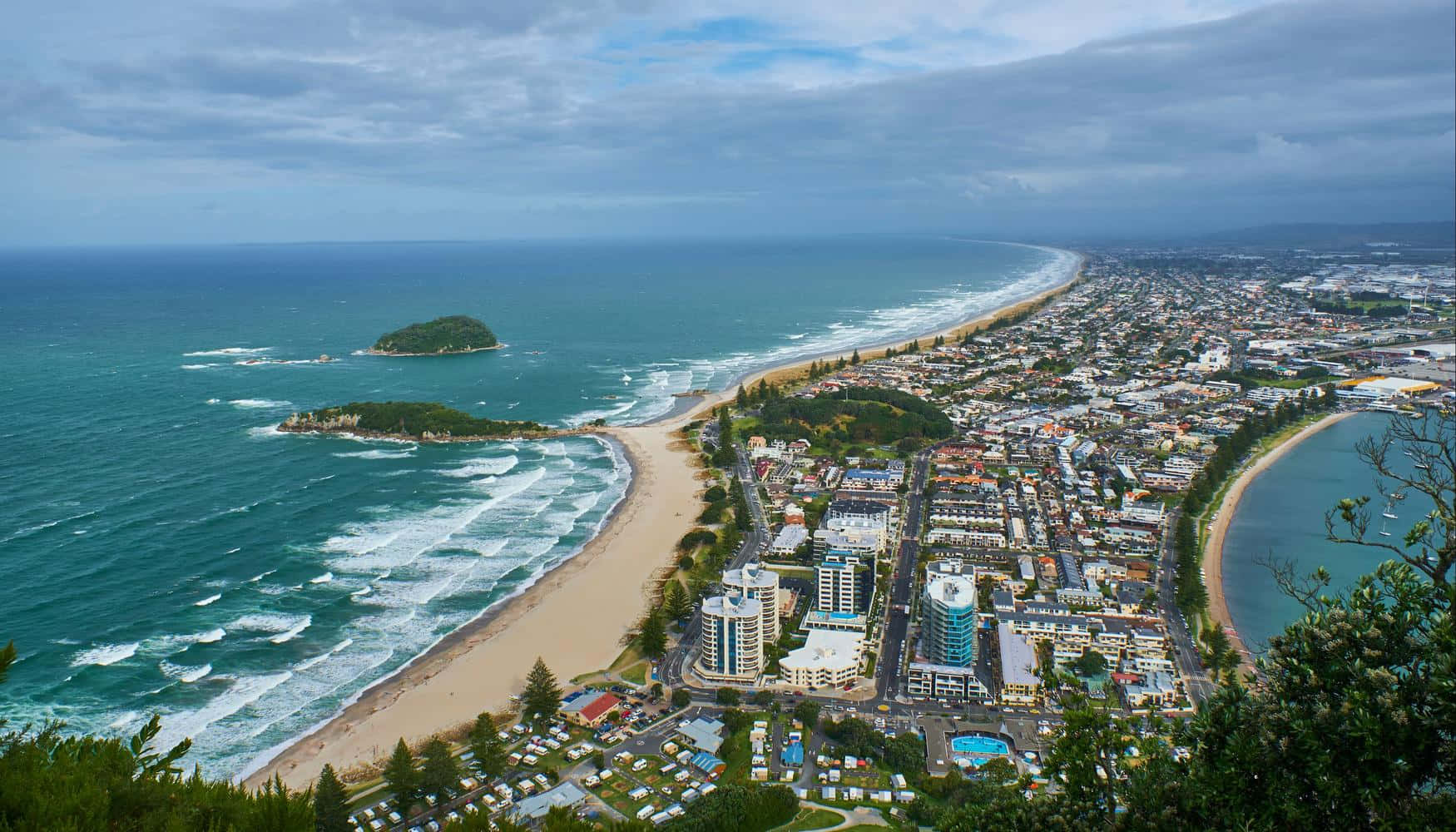 Tauranga, coastal city, turquoise ocean, HD Desktop Wallpaper